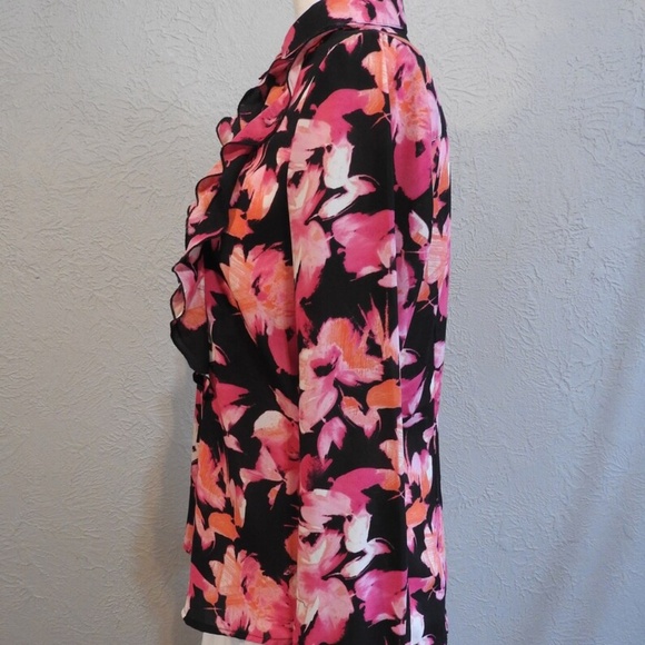 Karl lagerfeld paris floral-print blouse with ruffles - Picture 2 of 8